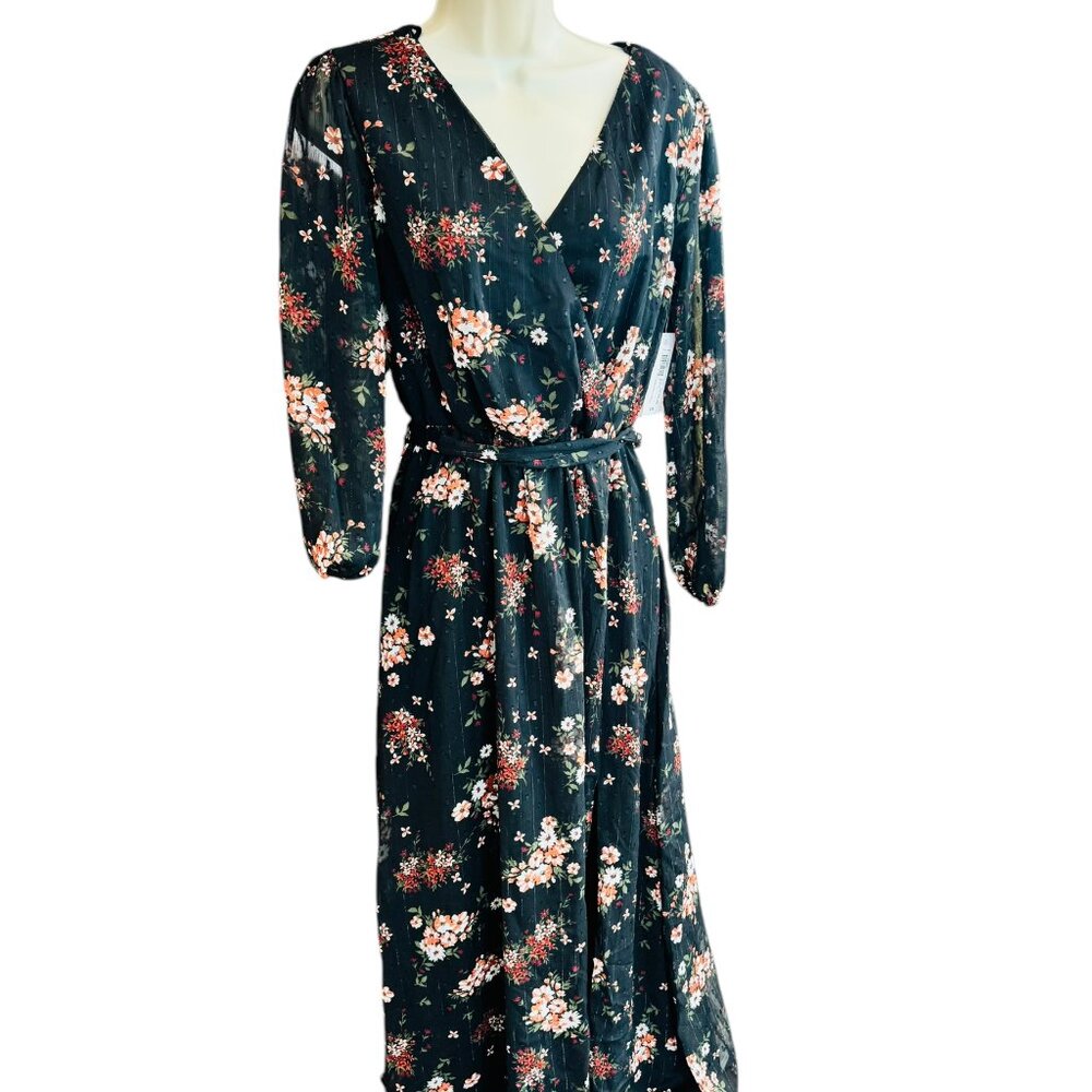 Premier Amour Dress Size 2 Black with flowers